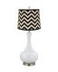 Aladdin Glass Table Lamp White w/ Black Chevron Shade
