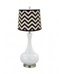Aladdin Glass Table Lamp White w/ Black Chevron Shade