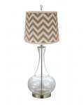 Aladdin Glass Table Lamp Clear w/ Grey Chevron Shade