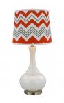 Aladdin Glass Table Lamp White w/ Ikat Zig Zag Shade
