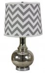 Charmante Mercury Glass Table Lamp w/ Grey Chevron Shade