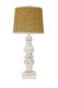 Bishop-White Table Lamp, Embroidered Burlap Shade