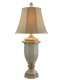 Medici Antique Pewter Table Lamp w/ Tan Silk Shade