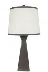 Atlanta Grey Table Lamp with White Burlap Shade - Grey Trim