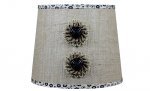 Mary Janes Farm Burlap Shade with Black Floral Trim, Applique Bu