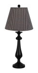 LEXINGTON BLACK TABLE LAMP WITH MINI BLACK / TAN CHECK SHADE