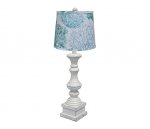 AUSTIN ANTIQUE WHITE TABLE LAMP WITH AQUA CORAL SHADE
