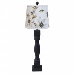 Gables Black Table Lamp with Magnolias Shade