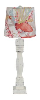 GABLE WHITE TABLE LAMP WITH SEA LIFE SHADE