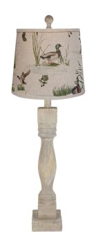 GABLES WASHED WOOD TABLE LAMP WITH DUCKS SHADE