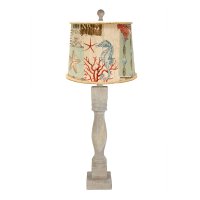 Gables Washed Wood Table Lamp, Nautical Patchwork Shade