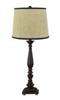 Liberty Black Table Lamp with Burlap Shade