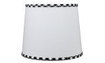 White Linen with Black & White Trim Lamp Shade