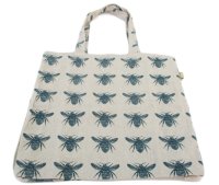 Honey Bee Prussian Blue Shopping Tote