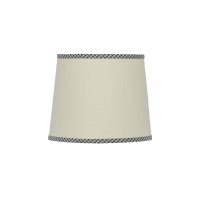 Ivory Linen Shade with Blue & White Gingham Trim