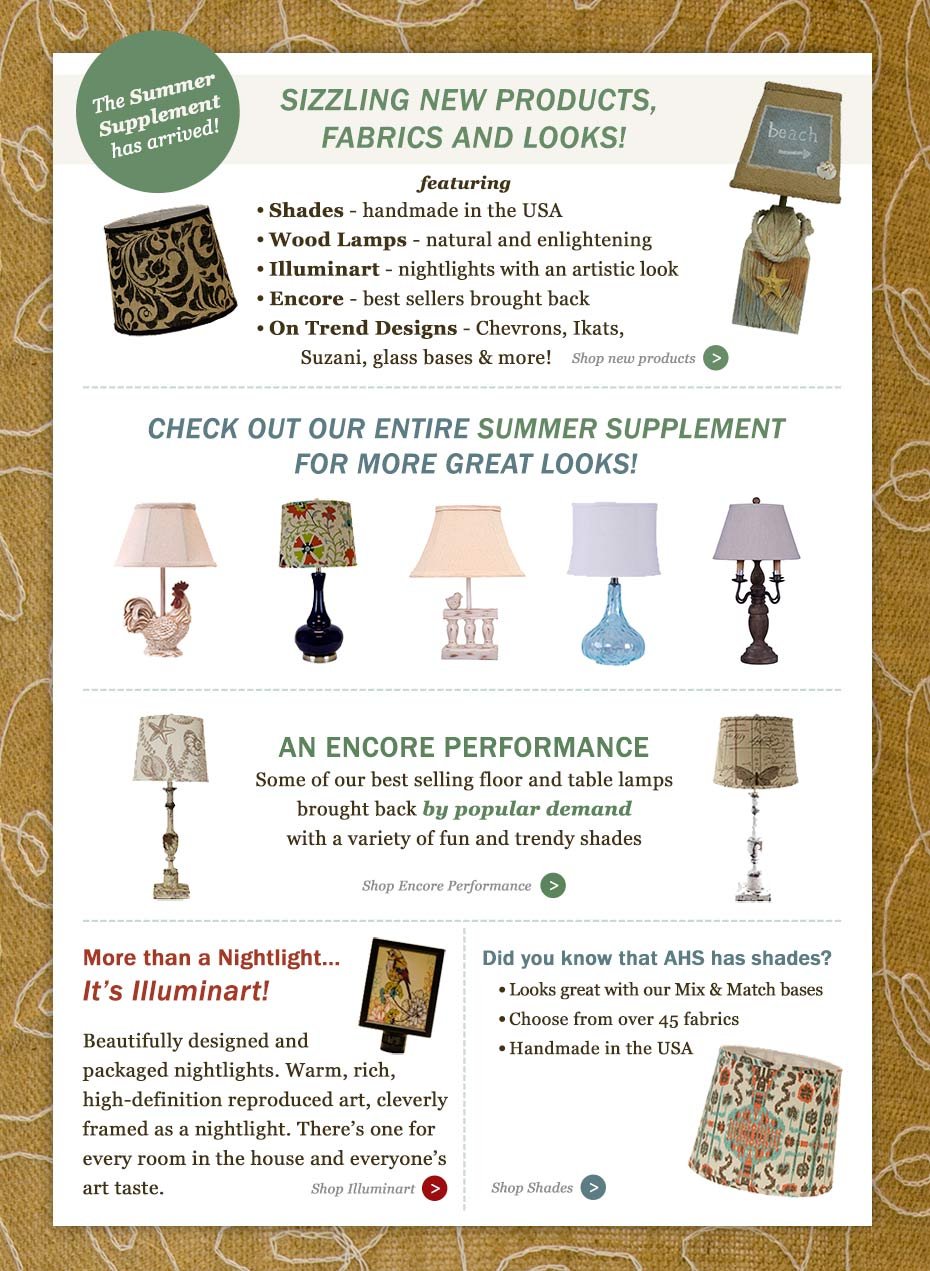 wholesale lamp shades, nightlights, wood lamp bases, made in the usa